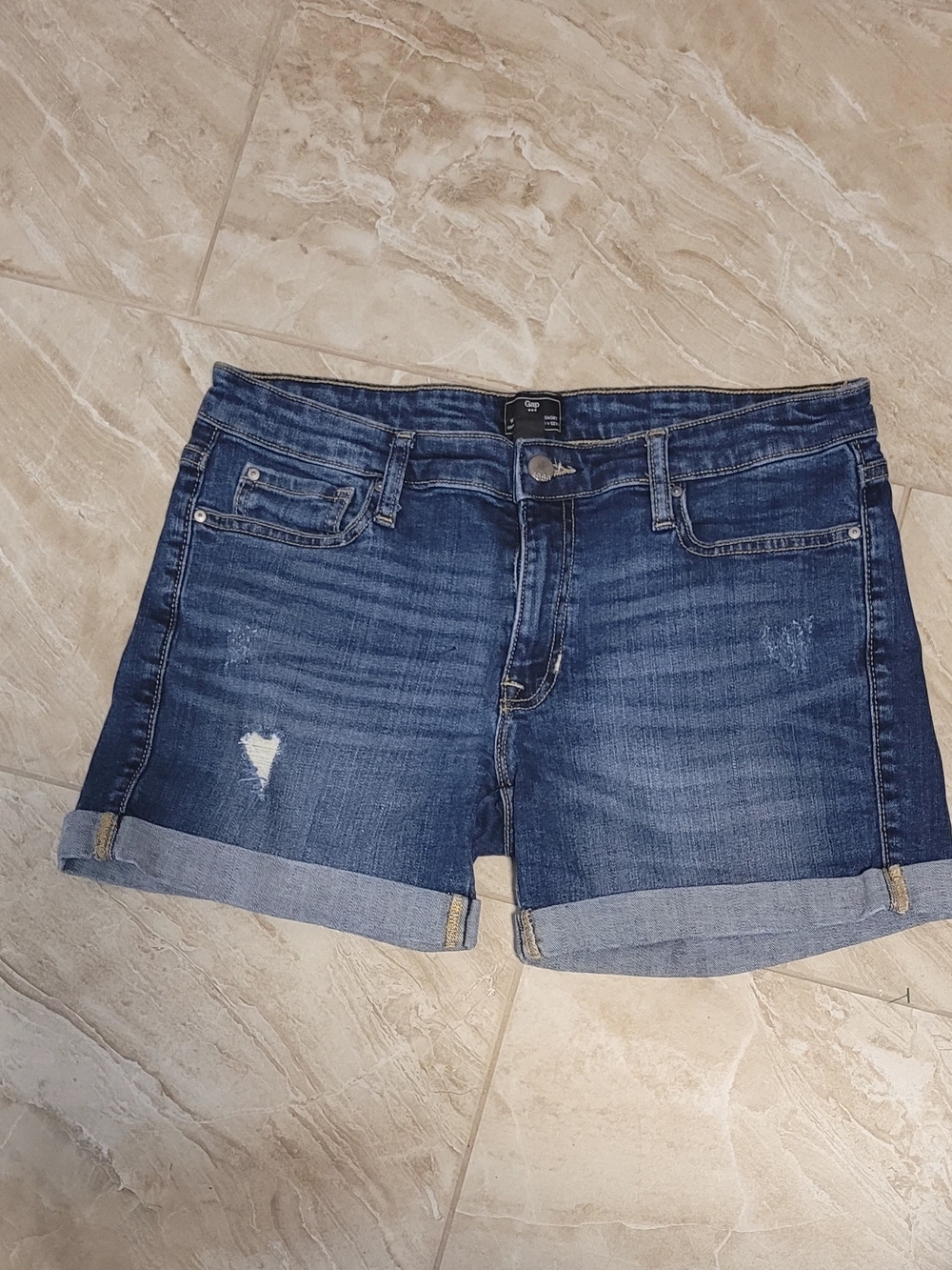 5 For $25 GAP Rolled-Hem Women's Denim Shorts - Dark Blue